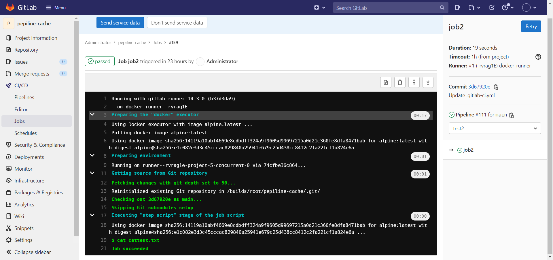 gitlab-ci/cd(六)cache机制 - 星伴同行